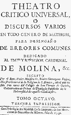 Página del libro de Benito Jerónimo Feijoo
